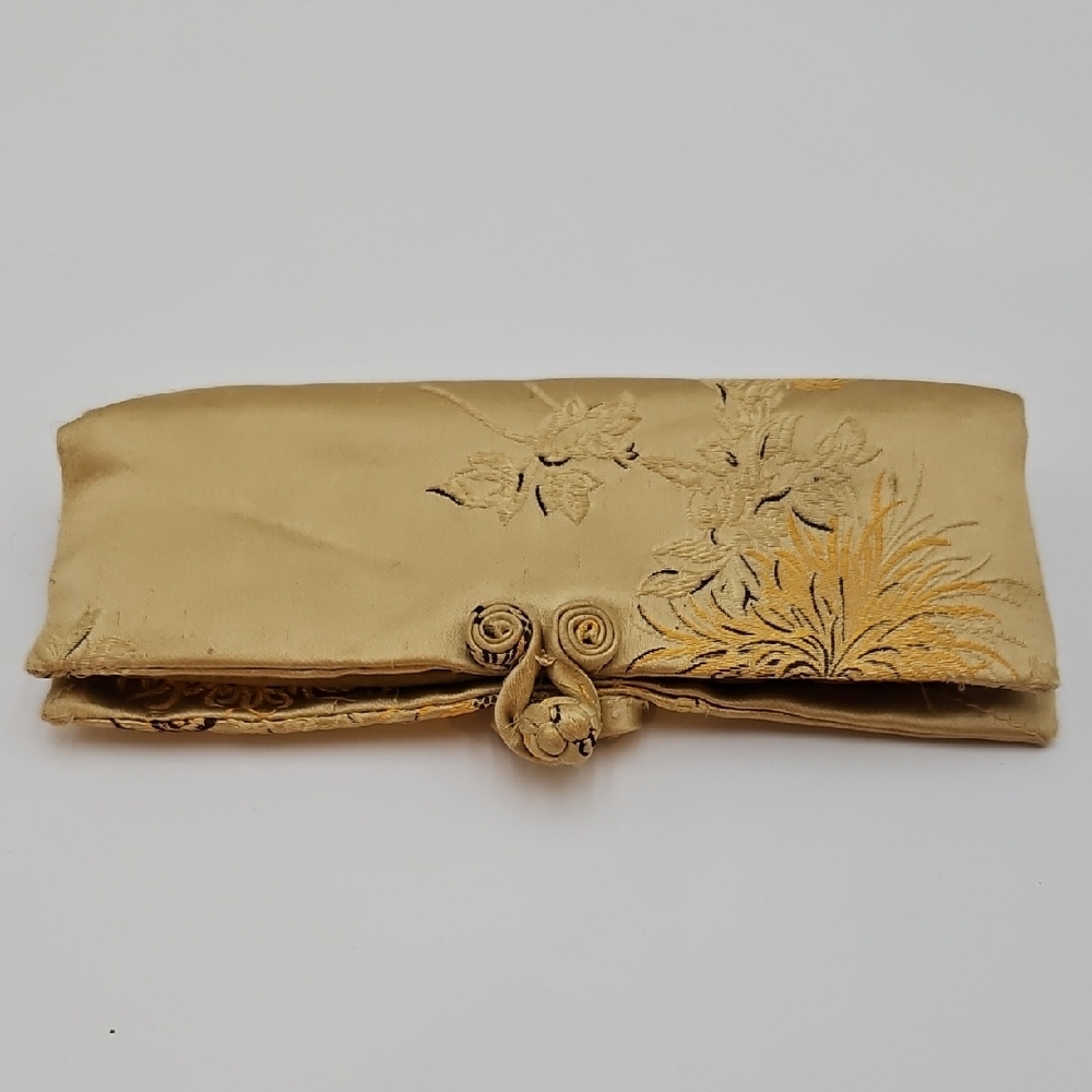 Vintage Hong Kong Japanese Elegant Gold Clutch Bag Zipper Bag Original Unique